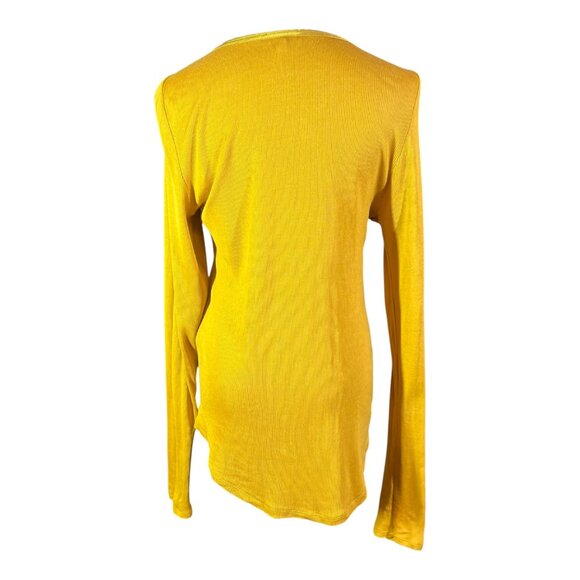 Rag & Bone Size M Yellow Ribbed Knit Top Silk Cashmere Stretchy Thin *Flaw - Picture 11 of 14